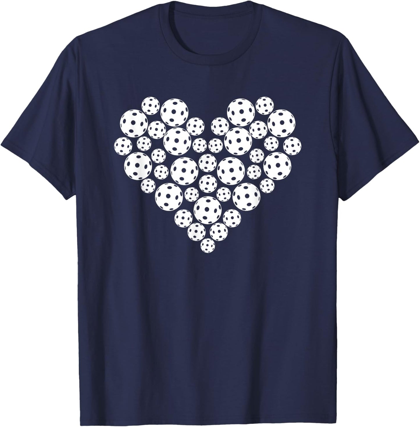 Funny Pickleball Love Heart Shape Valentine T-Shirt - T-Shirt | Navy