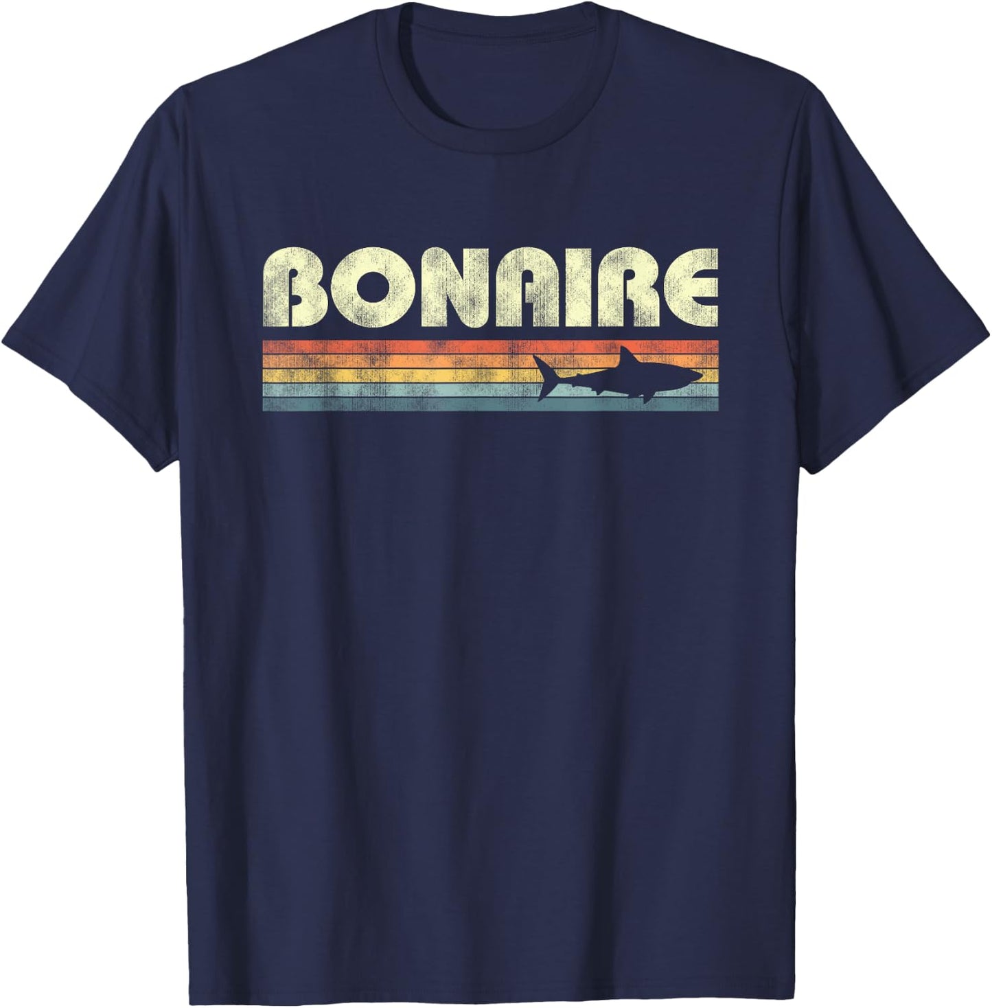 Vintage Bonaire Shark Souvenir Boys Girls T-Shirt - T-Shirt | Navy
