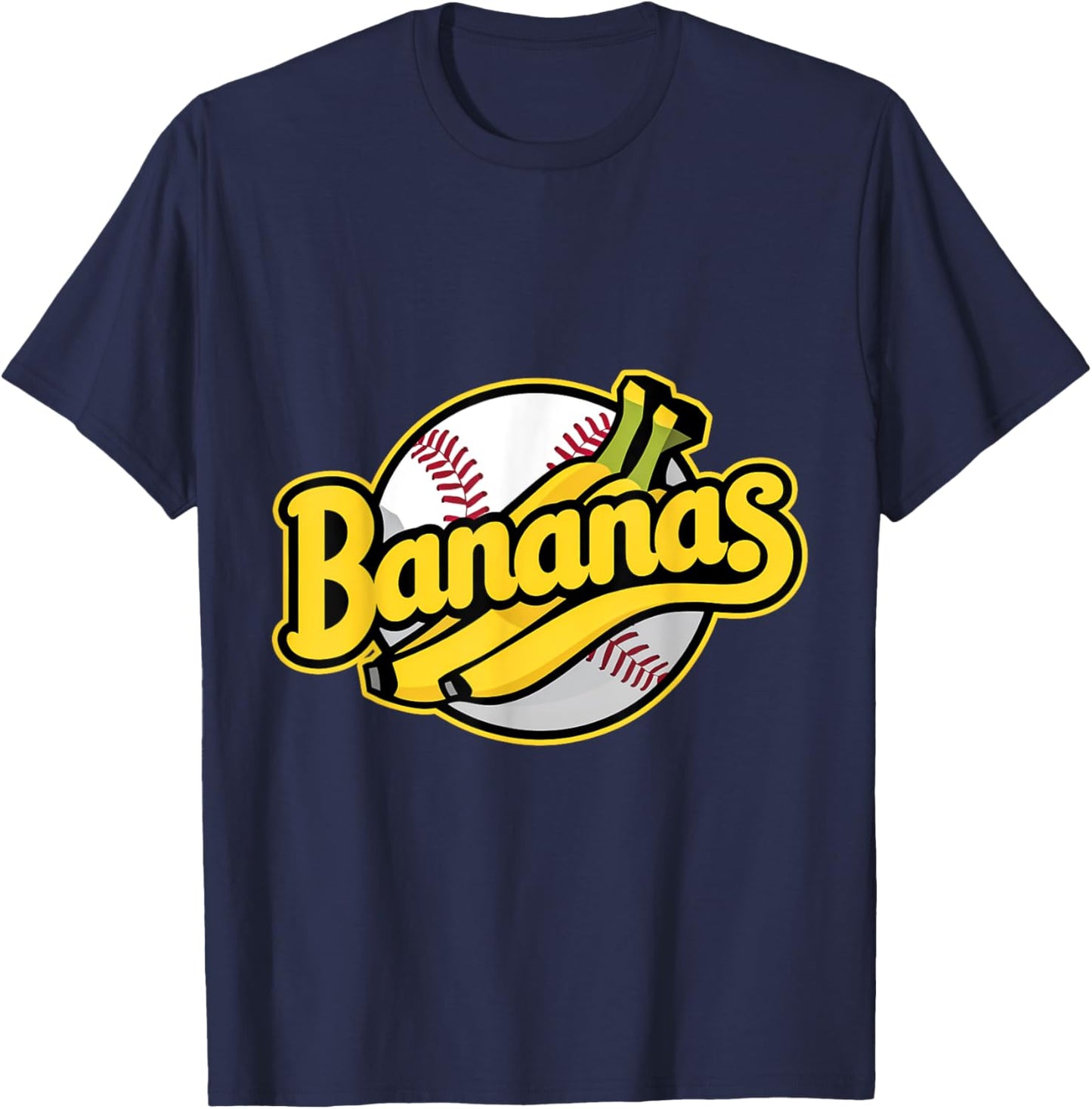 Funny Bananas Baseball Vintage Graphic T-Shirt - T-Shirt | Navy