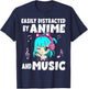 Funny Anime and Music Girl for Teen Chibi Graphic Anime Girl T-Shirt - T-Shirt | Navy