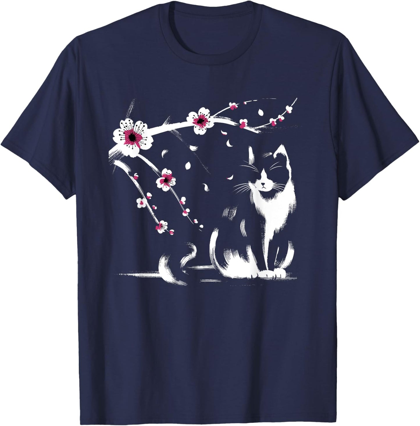 Kawaii Cat Anime Japanese Retro Men Women Kids Funny Cat T-Shirt - T-Shirt | Navy
