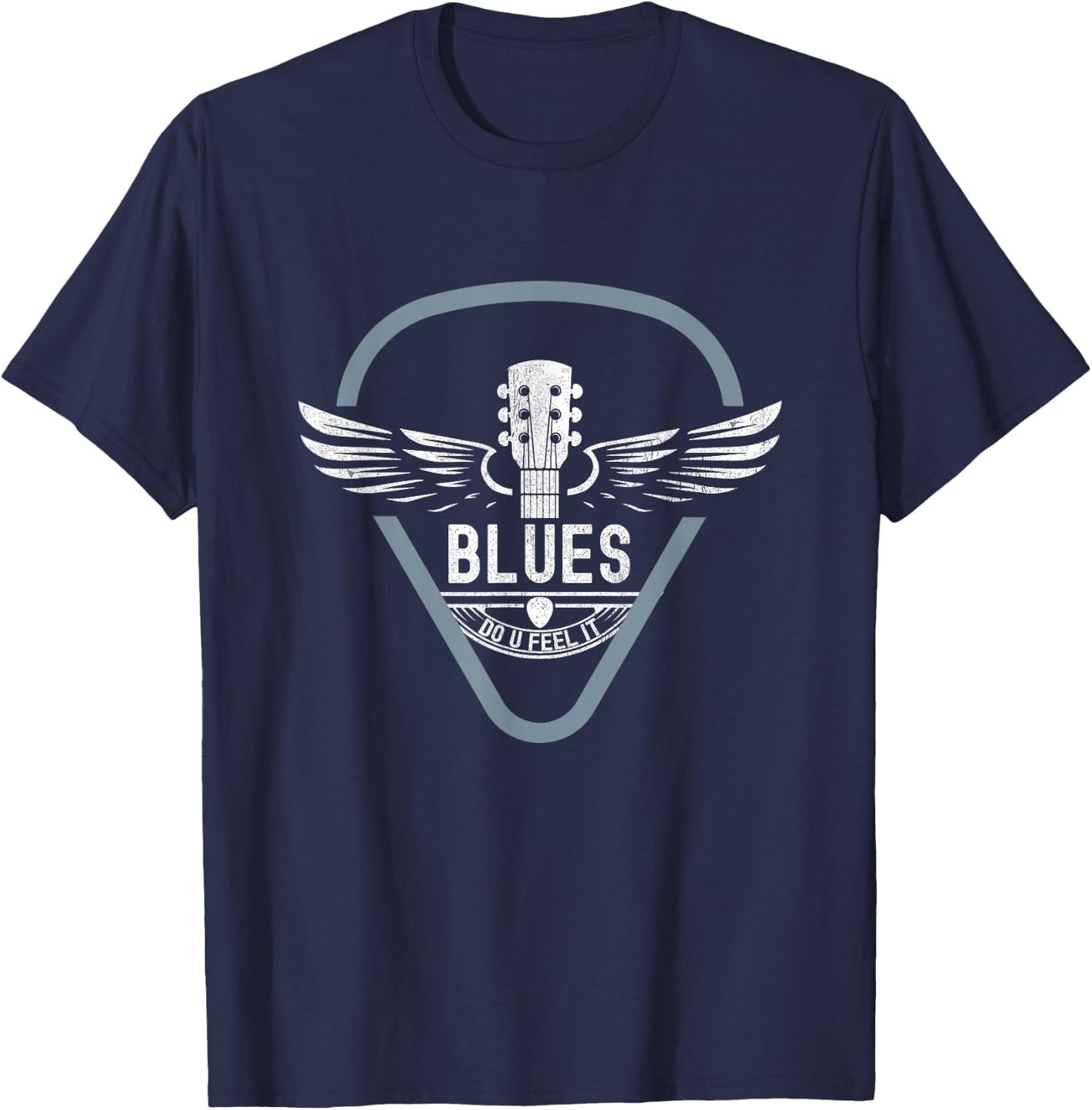 Blues Music Guitar Player Vintage Look Guitar T-Shirt - T-Shirt | Navy