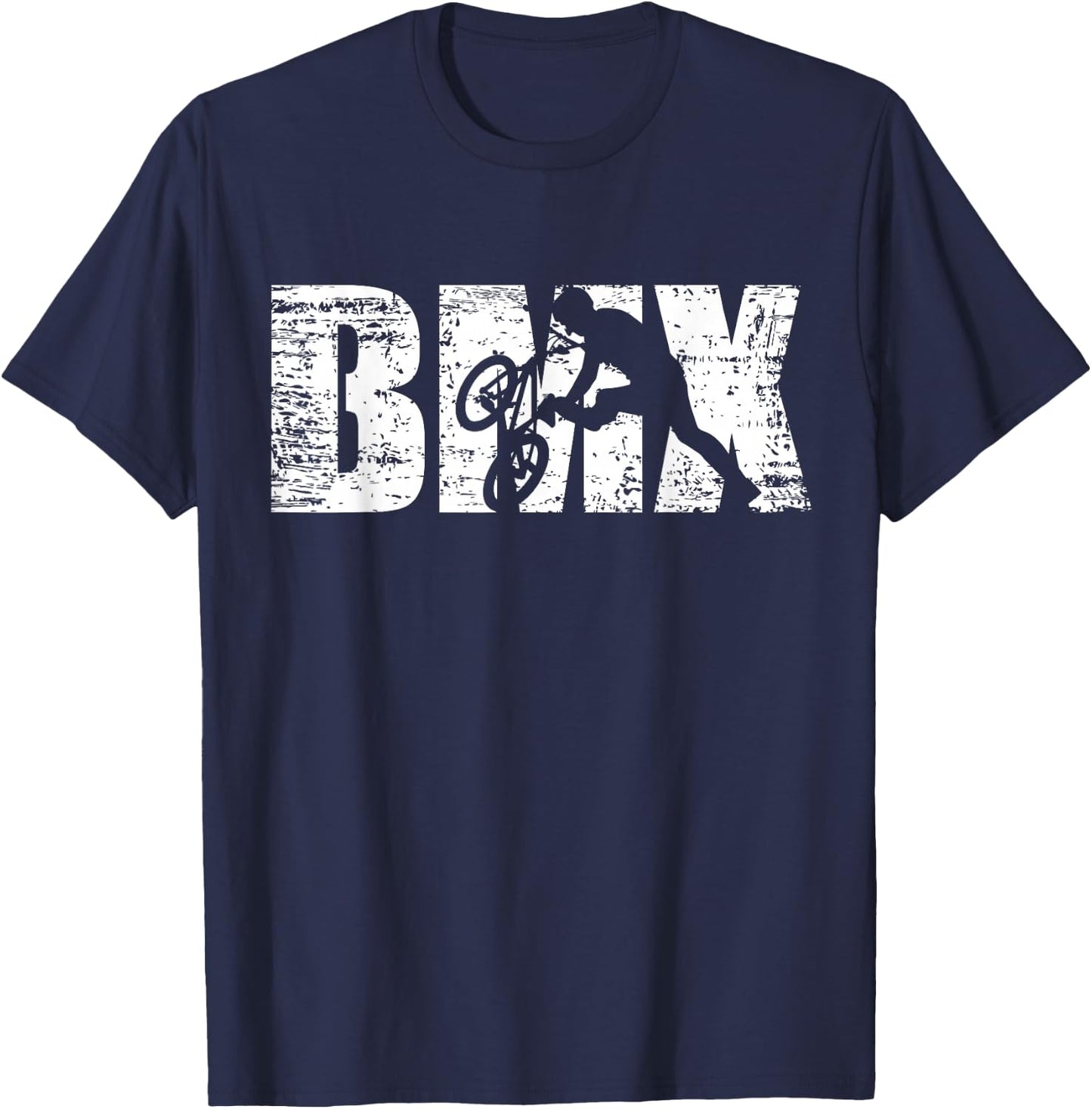BMX - Distressed Look BMX Rider T-Shirt - T-Shirt | Navy