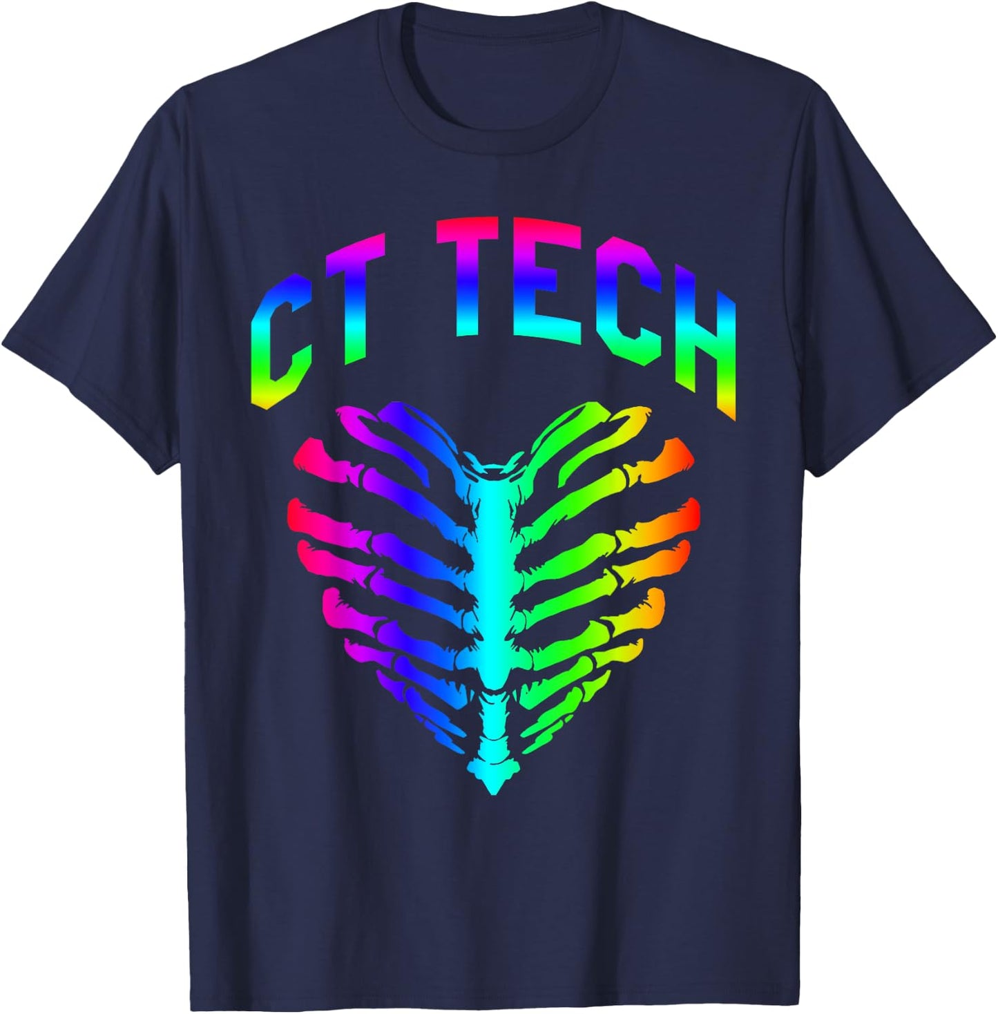 Radiology CT Tech Skeleton Ribcage Heart Halloween Design T-Shirt - T-Shirt | Navy