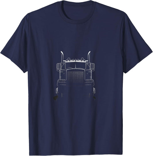 18-Wheeler Truck Silhouette T-Shirt - T-Shirt | Navy
