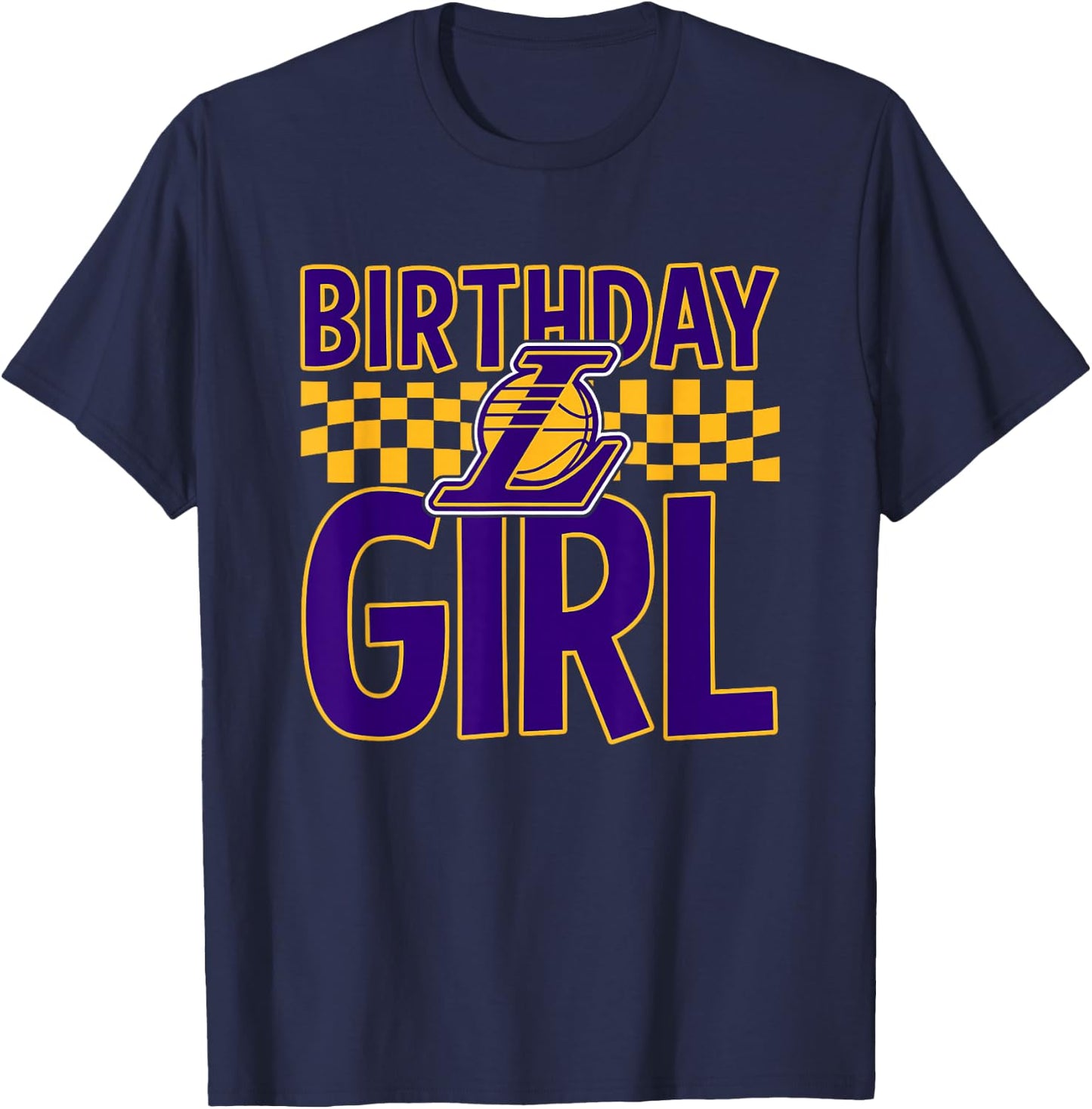 NBA Los Angeles Lakers Birthday Girl Checkered Logo T-Shirt - T-Shirt | Navy