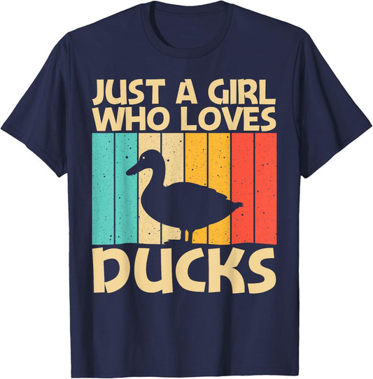 Funny Duck Design For Girls Kids Duck Farmer Hunting Lovers T-Shirt - T-Shirt | Navy