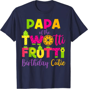 Funny Papa Twotii Frutti Birthday Family 2nd Birthday Girl T-Shirt - T-Shirt | Navy