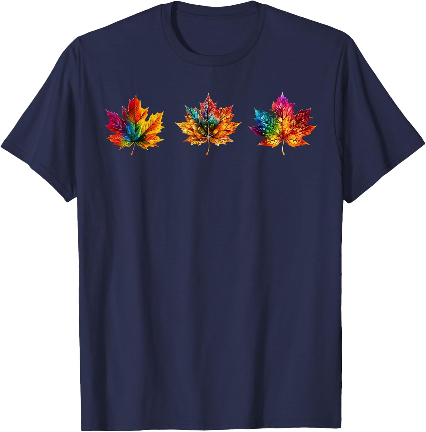 Tie Dye Maple Leaf Autumn Fall Leaves Season Men Women Kids T-Shirt - T-Shirt | Navy