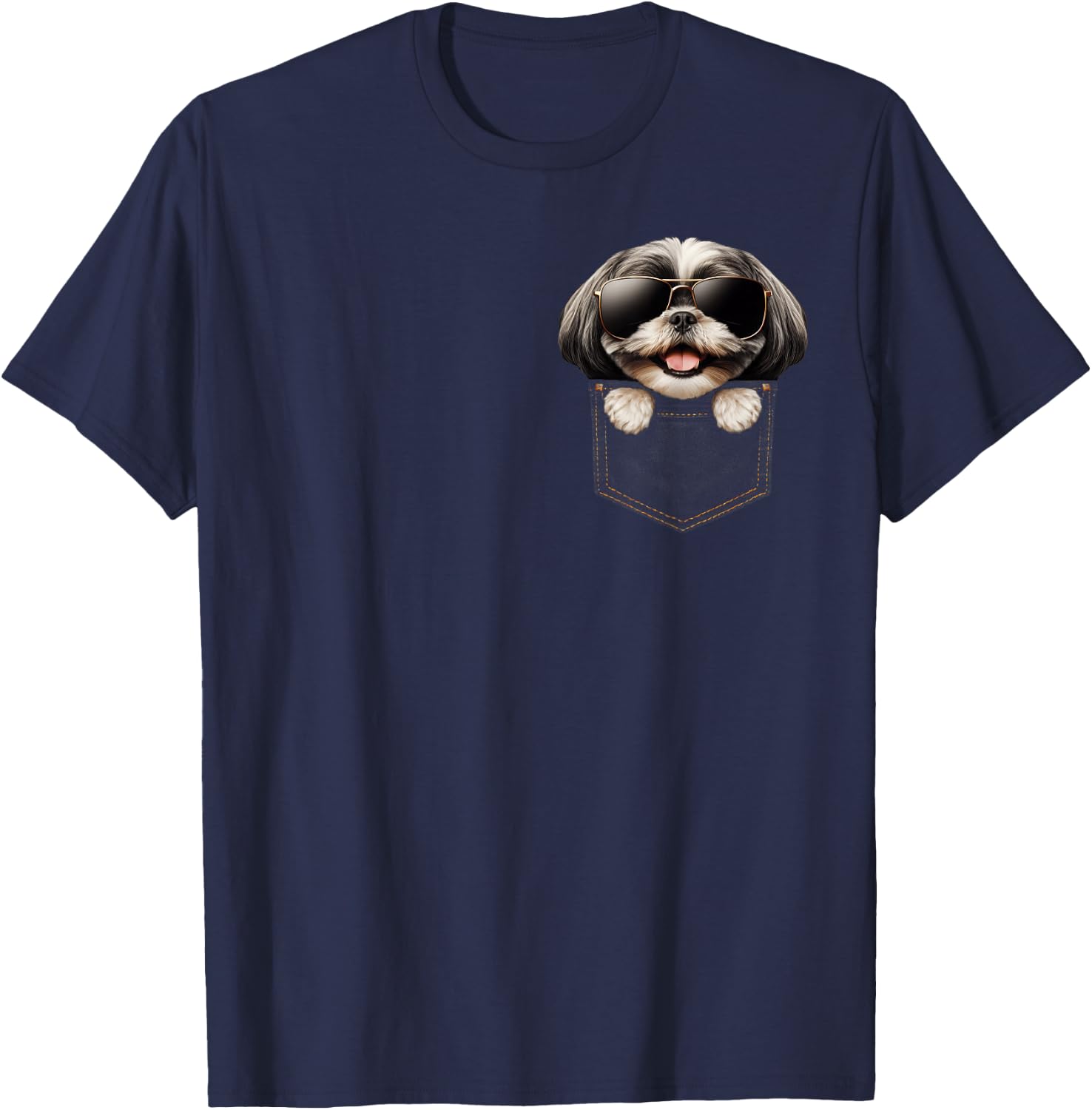 Pocket Shih Tzu Cute Dog Lover Owner Gift T-Shirt - T-Shirt | Navy