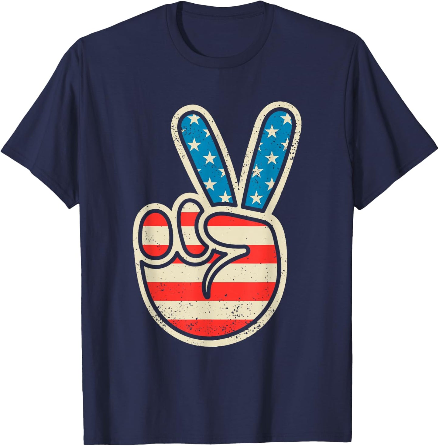American Flag Peace Sign 4th Of July Patriotic Boys Toddler T-Shirt - T-Shirt | Navy