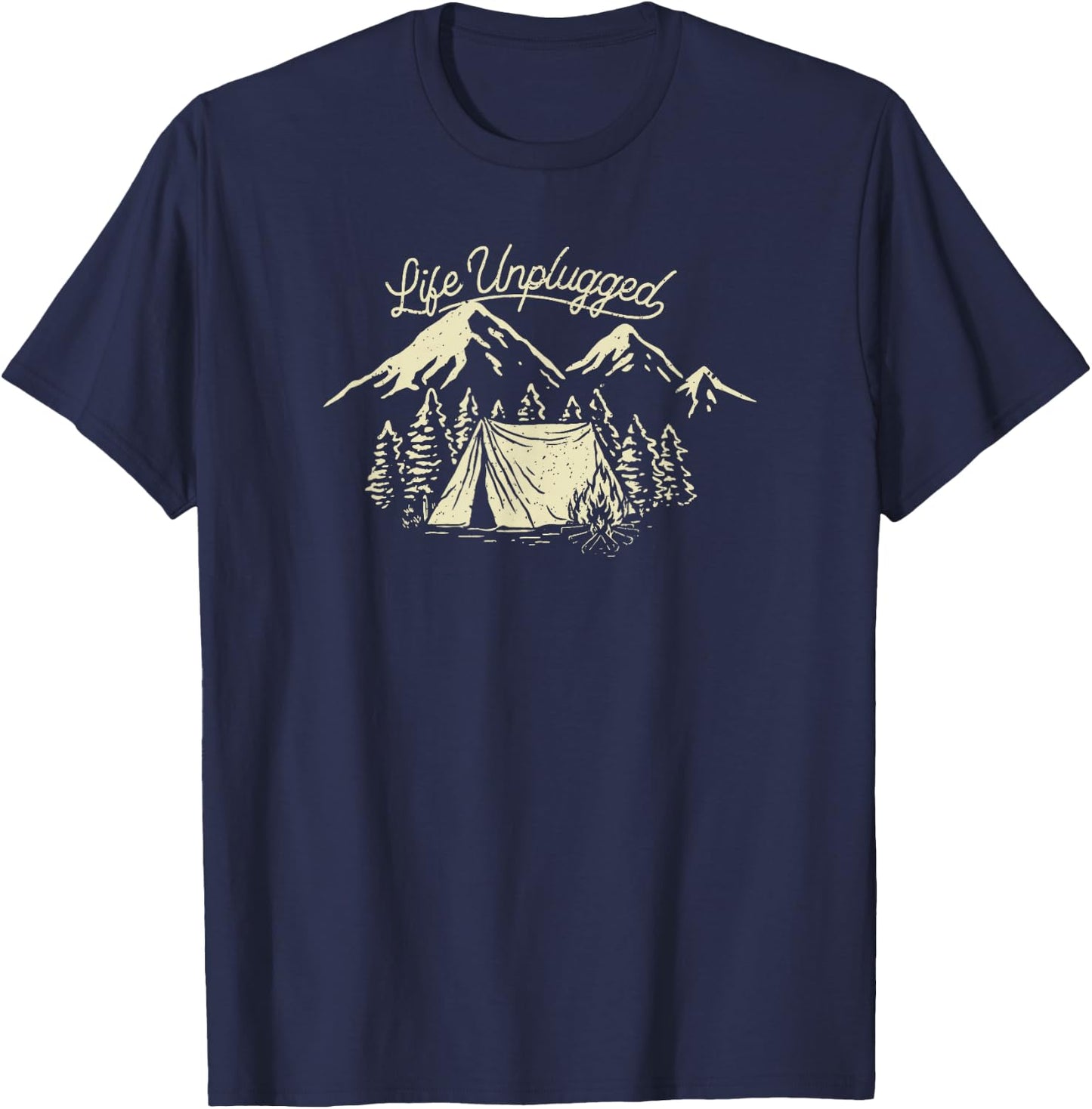 Trendy Life Unplugged Mountain Camp Site T-Shirt - T-Shirt | Navy