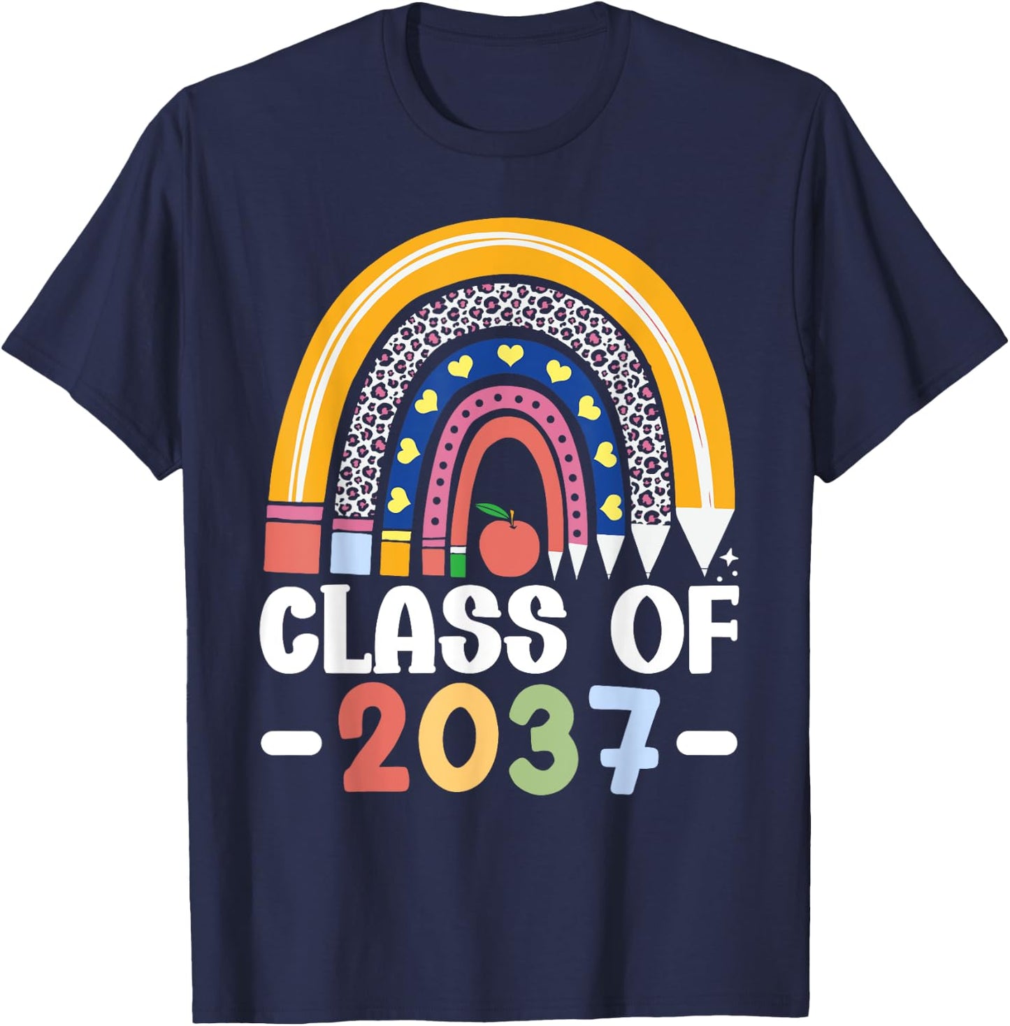Class Of 2037 Kindergarten To Graduation T-Shirt - T-Shirt | Navy