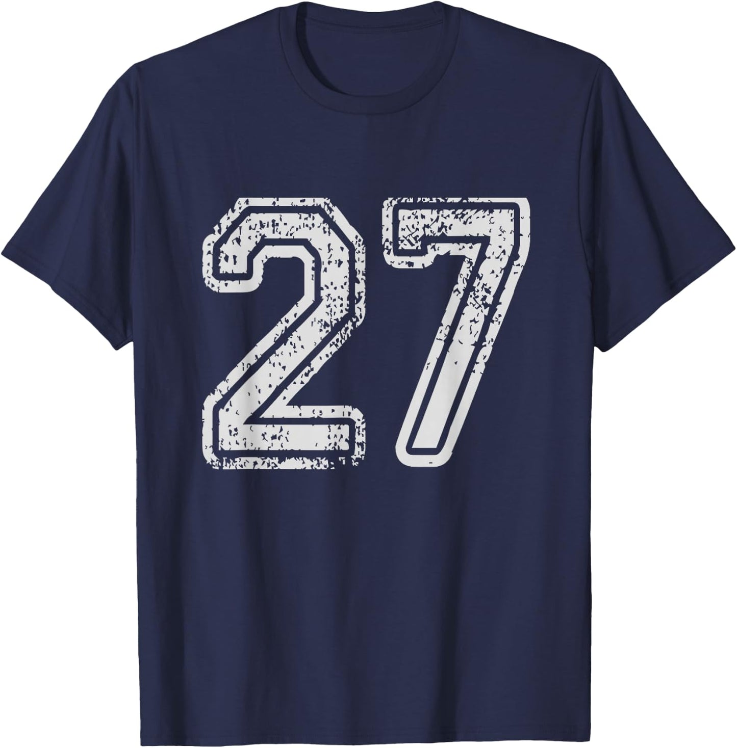 Team Jersey Uniforms Number 27 School Sports 27th Birthday T-Shirt - T-Shirt | Navy