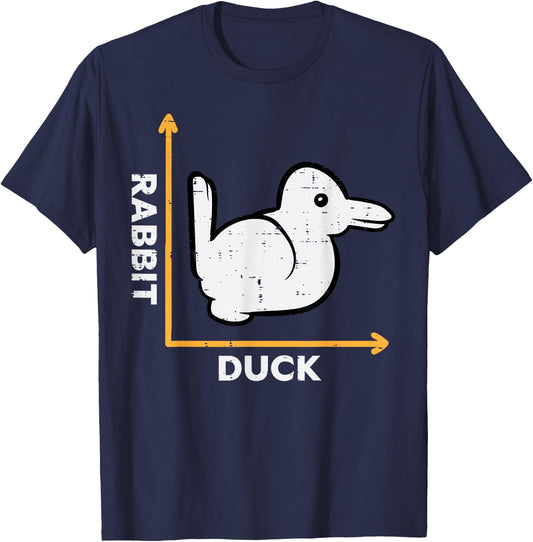 Rabbit Duck Graph Funny Optic Visual Illusion Men Women Kids T-Shirt - T-Shirt | Navy