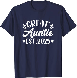 Great Auntie Est 2025 Promoted to Great Auntie 2025 T-Shirt - T-Shirt | Navy