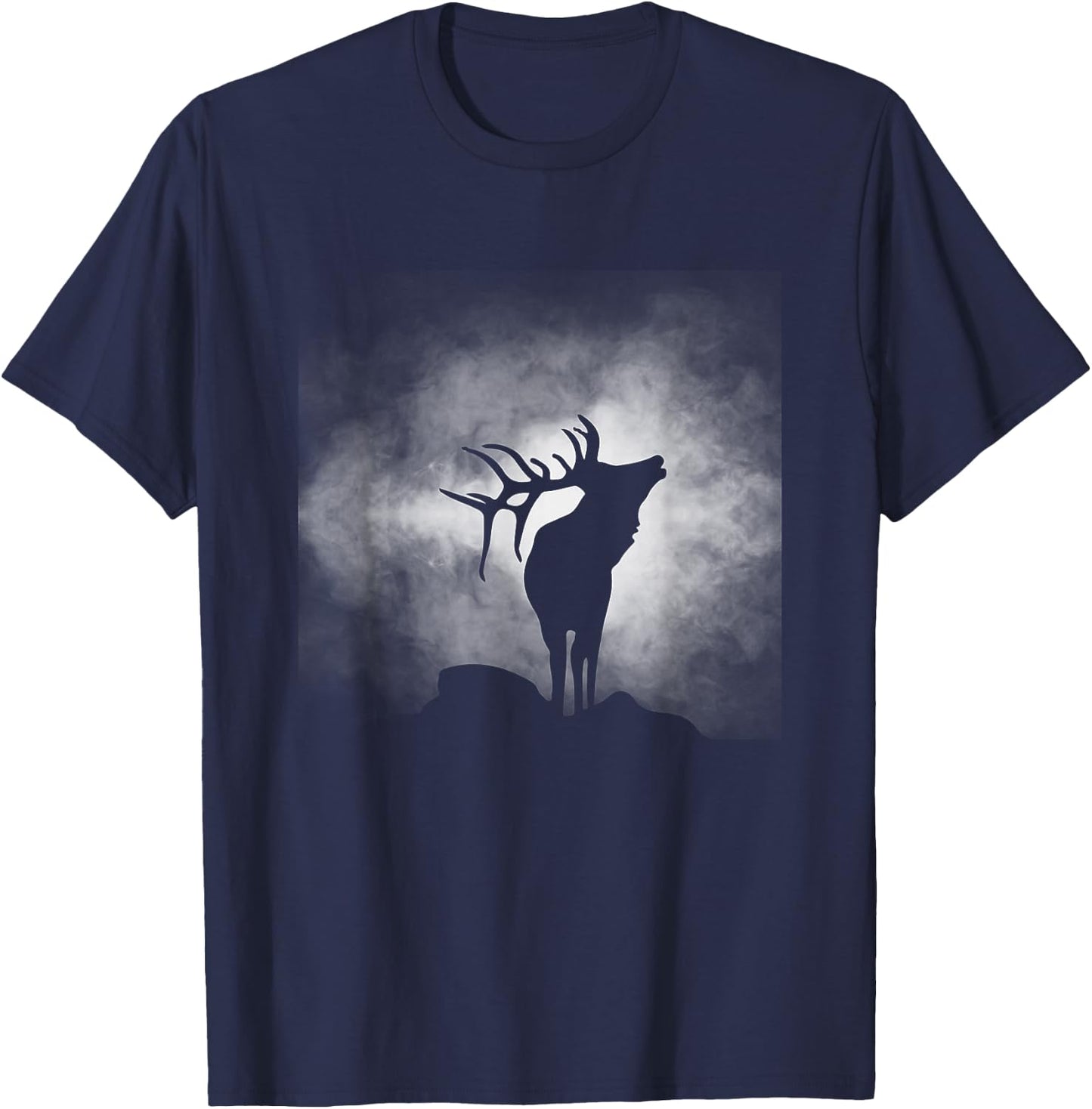 BASBO Outdoor Antlers Elk Deer , Small, Black T-Shirt - T-Shirt | Navy