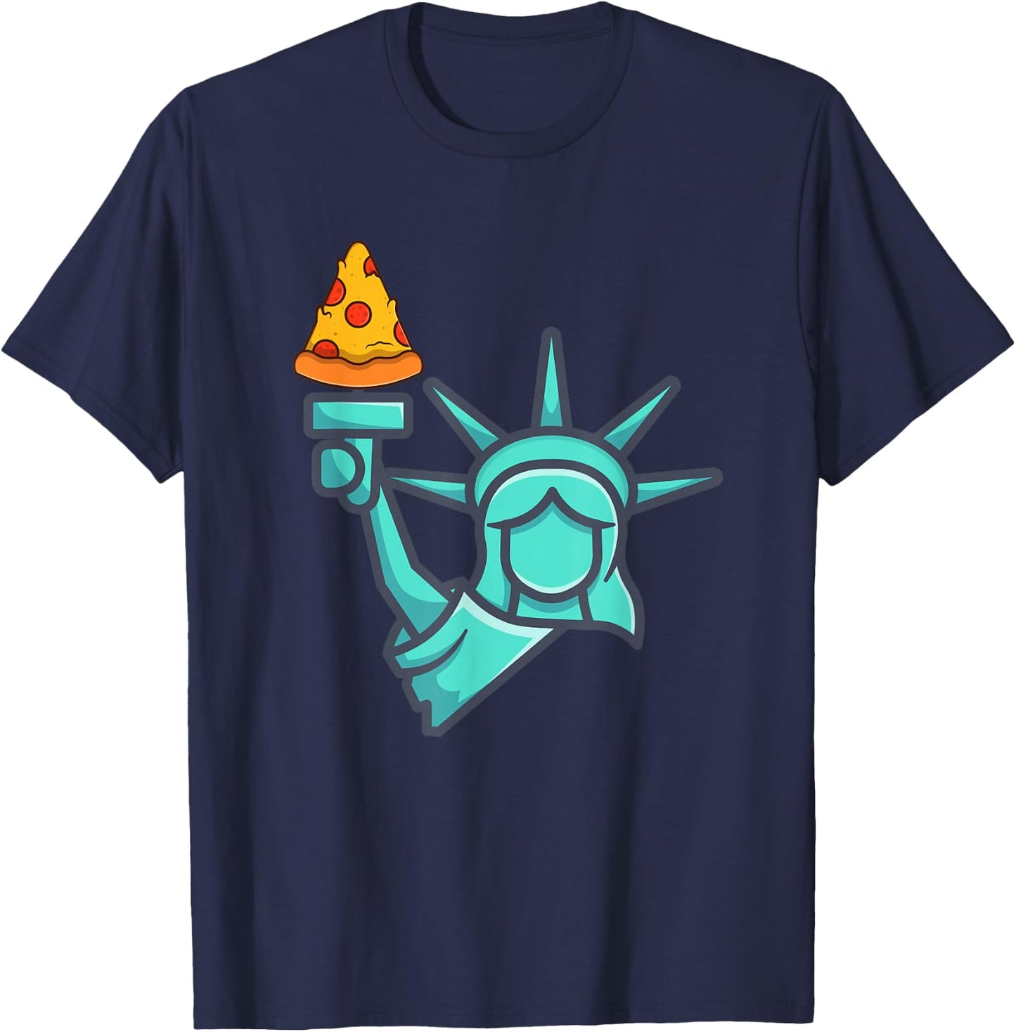 Pizza Statue of Liberty New York City Famous Food Pizzas T-Shirt - T-Shirt | Navy