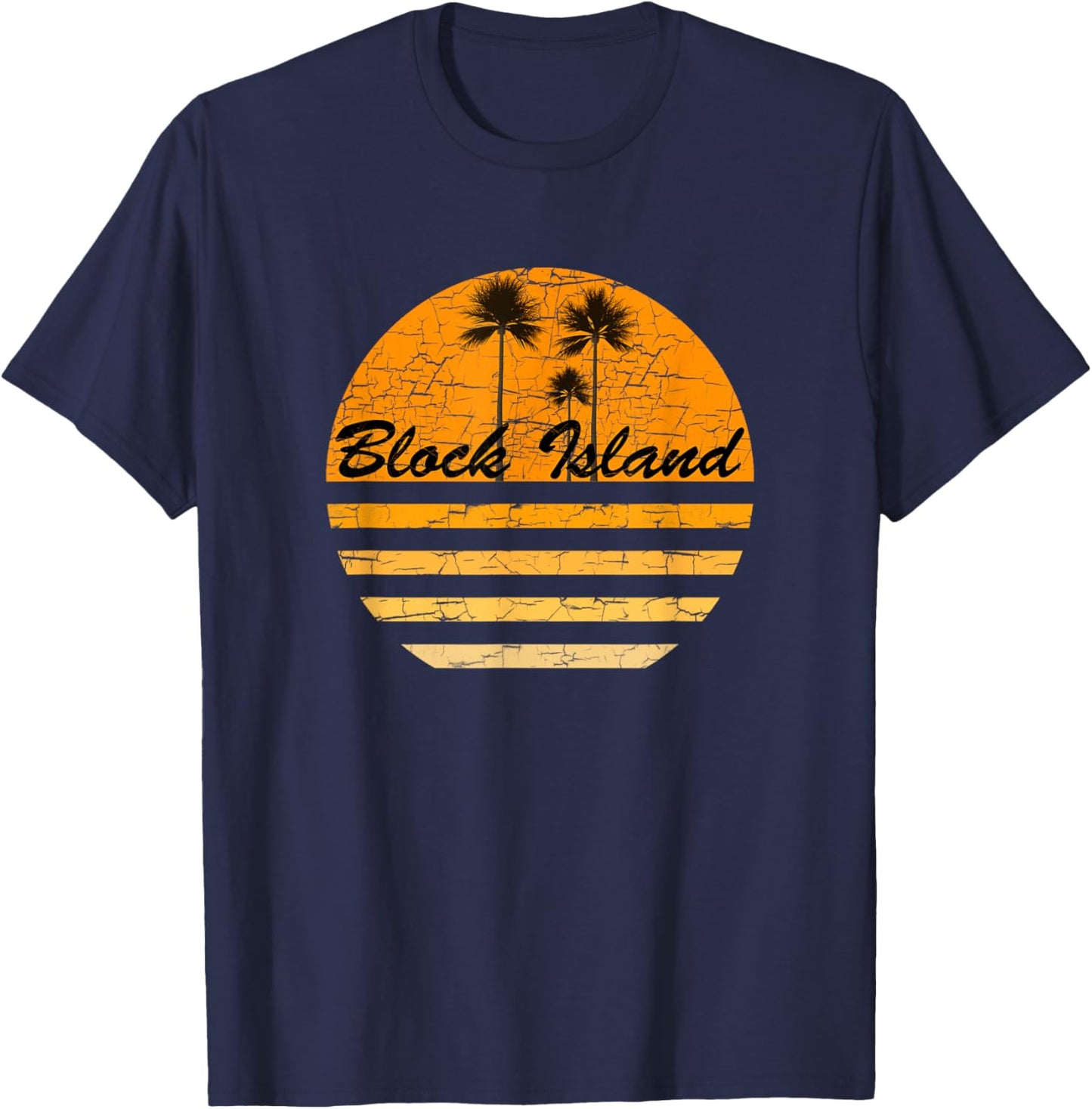Block Island,RI Vintage Retro 70s Throwback Surf T-Shirt - T-Shirt | Navy