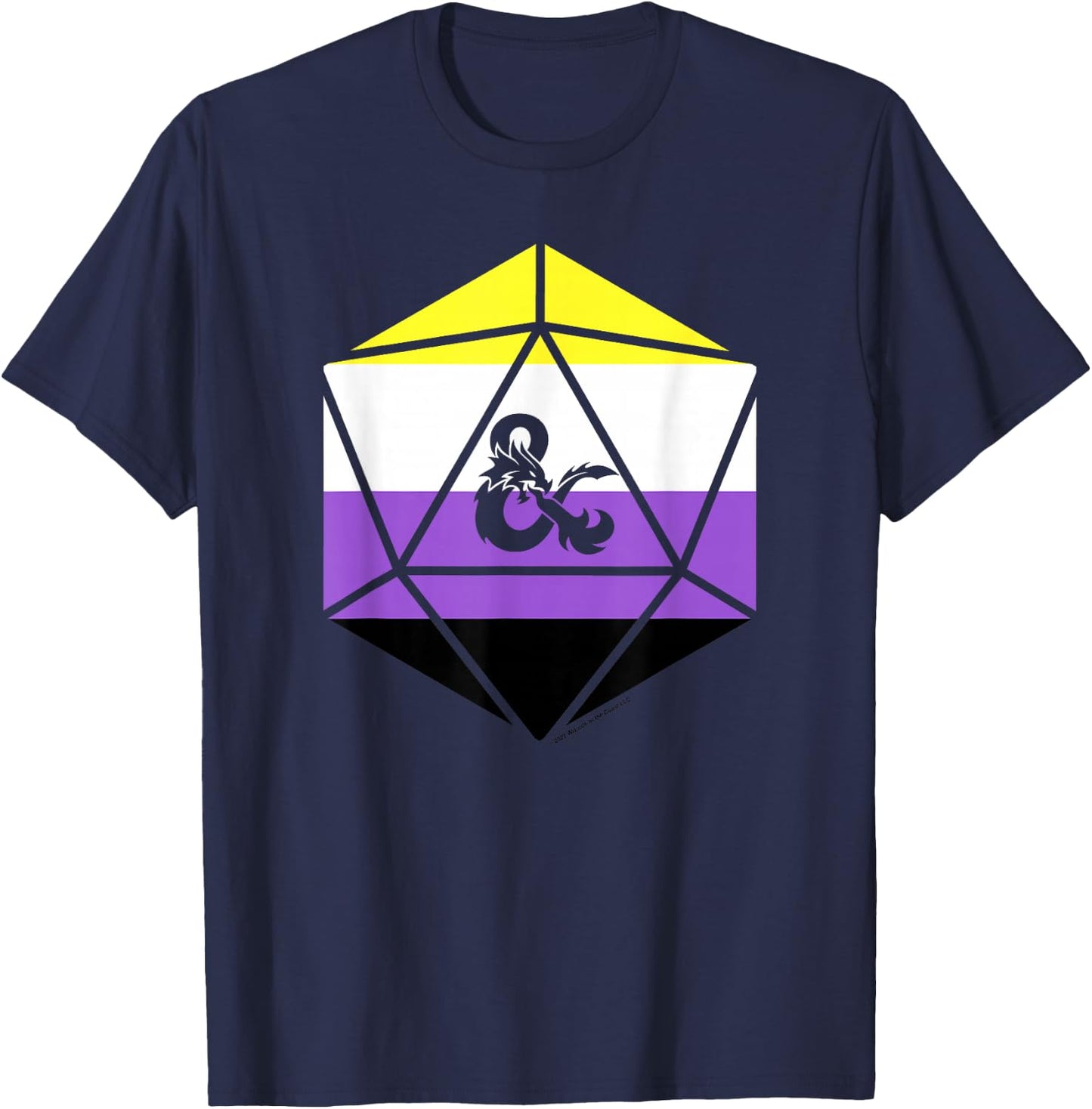 Dungeons & Dragons Non-binary Pride Flag Dice Logo T-Shirt - T-Shirt | Navy