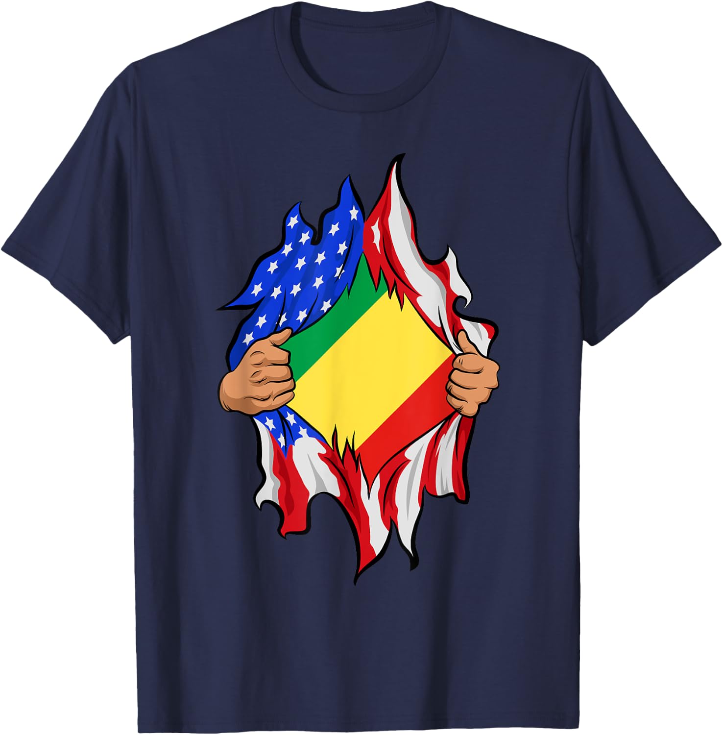 The Republic Of Congo Blood Inside Me Flag T-Shirt - T-Shirt | Navy
