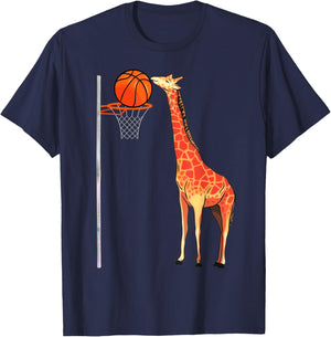 Giraffe Basketball Slam Dunk Hoop Dribbling Drills Bball T-Shirt - T-Shirt | Navy