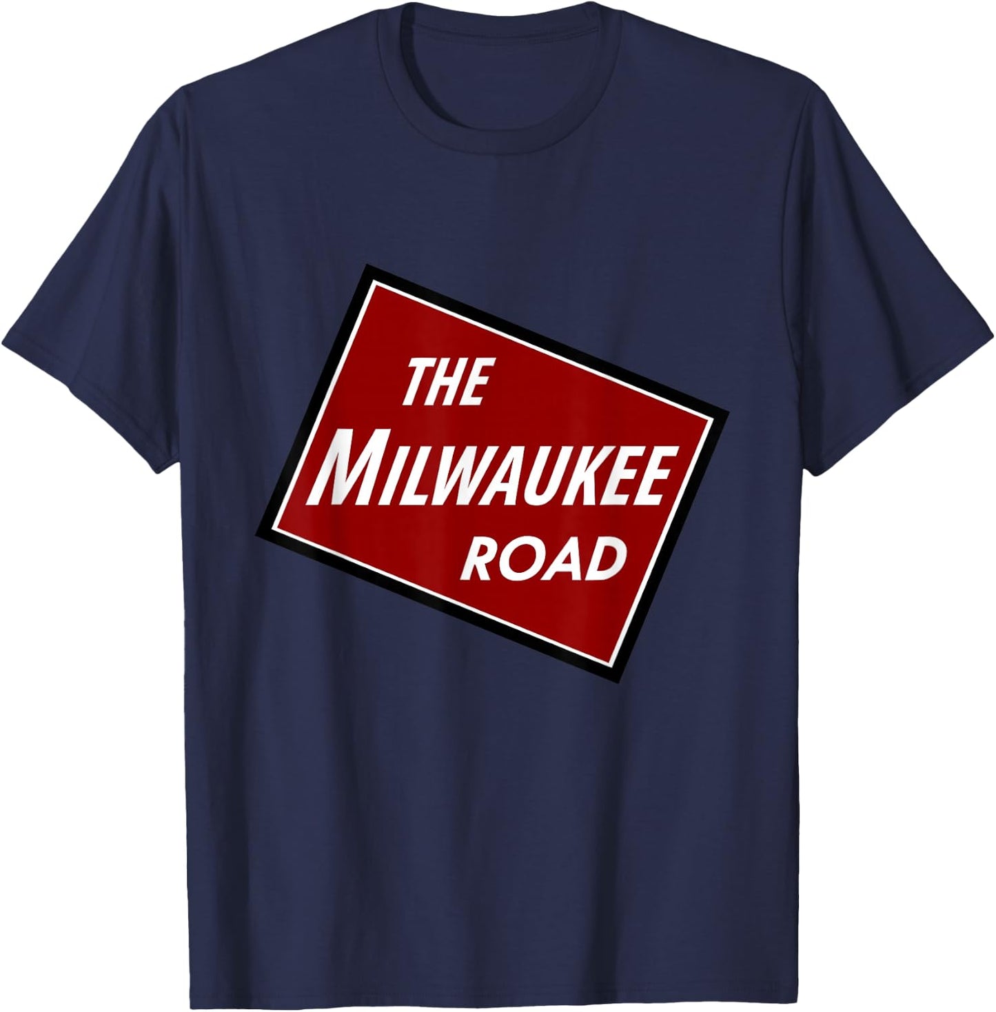 Chicago Trains Milwaukee Road , -Adult, Black, Small, Short Sleeve T-Shirt - T-Shirt | Navy