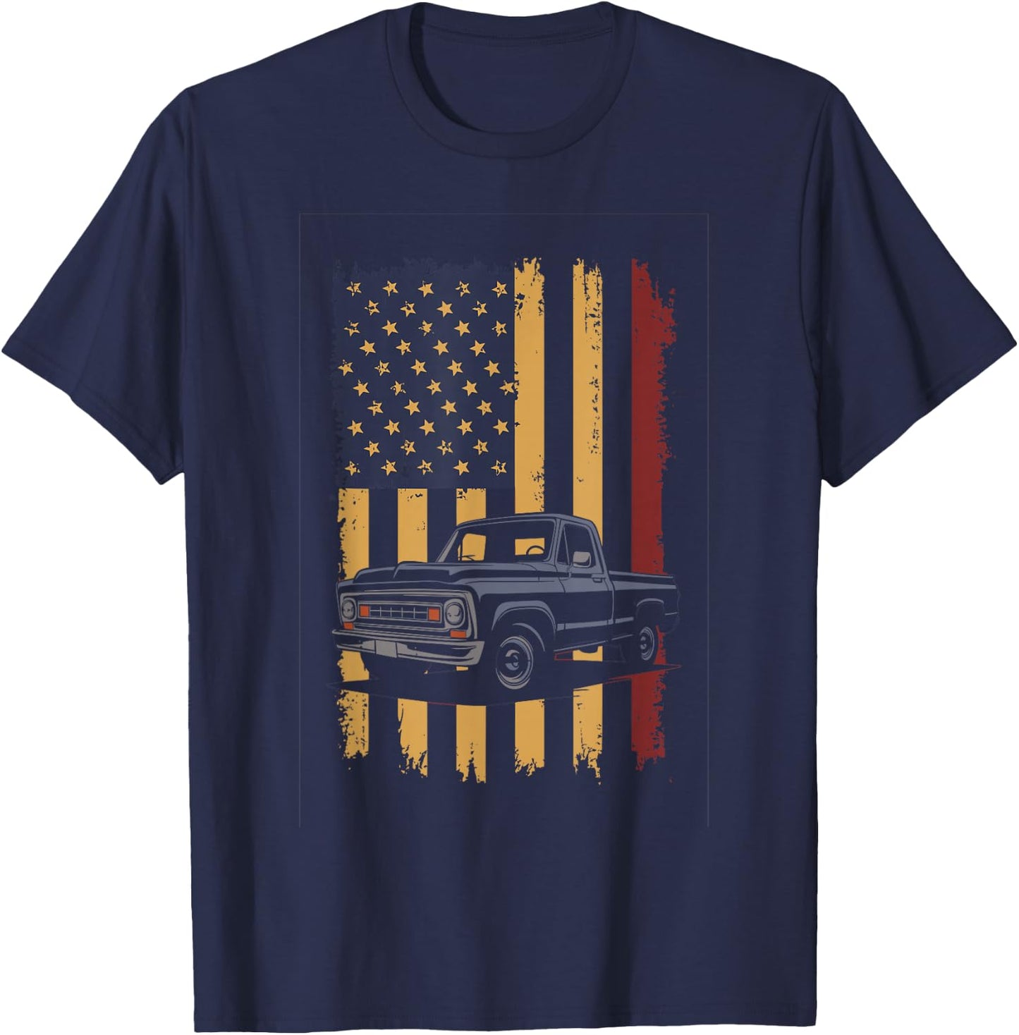 Vintage American Pickup Truck Adventure Enthusiast Design T-Shirt - T-Shirt | Navy