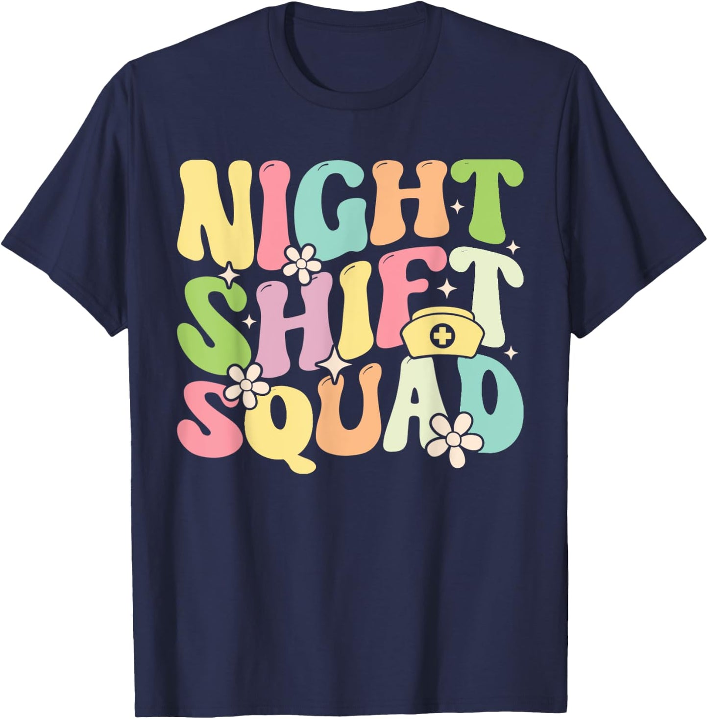 Nursing Rn Lpn Cna Owls Night Shift Squad For Nurse T-Shirt - T-Shirt | Navy