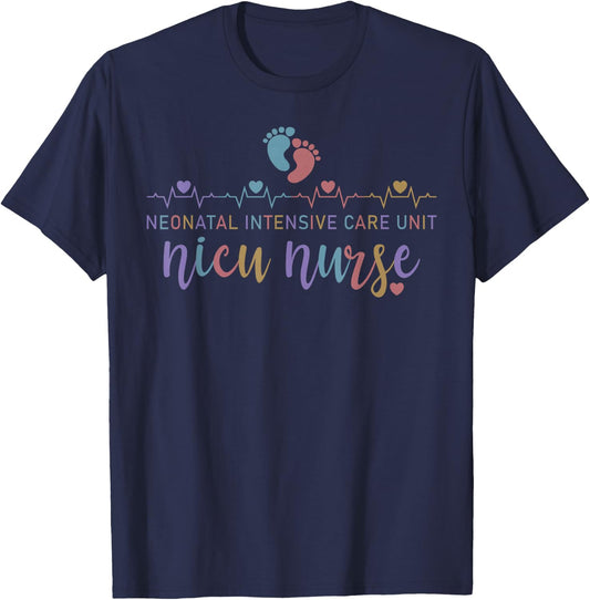 NICU Nurse Neonatal ICU Nurse Infant Care Specialist Newborn T-Shirt - T-Shirt | Navy