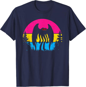 Retro Pan Mothman Pansexual Pride Point pleasant Cryptid T-Shirt - T-Shirt | Navy