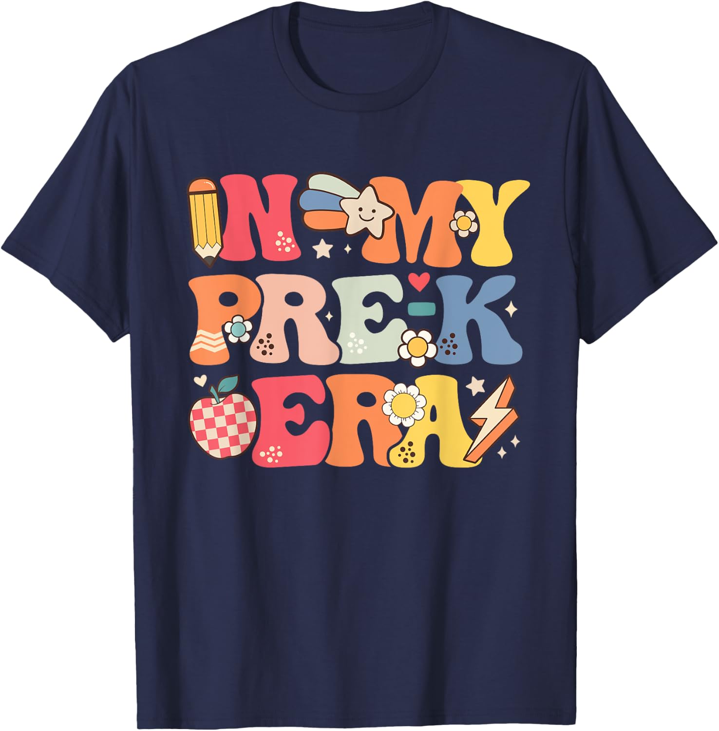 In My Pre-K Era Girl Back To School Cute PreSchool Teacher T-Shirt - T-Shirt | Navy