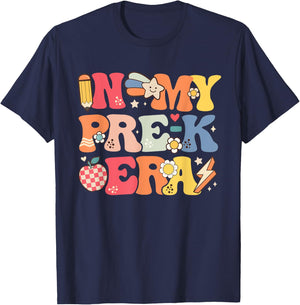 In My Pre-K Era Girl Back To School Cute PreSchool Teacher T-Shirt - T-Shirt | Navy
