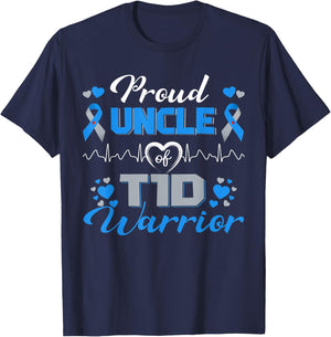 Proud Uncle Of T1D Warrior Type 1 Diabetes Awareness Month T-Shirt - T-Shirt | Navy