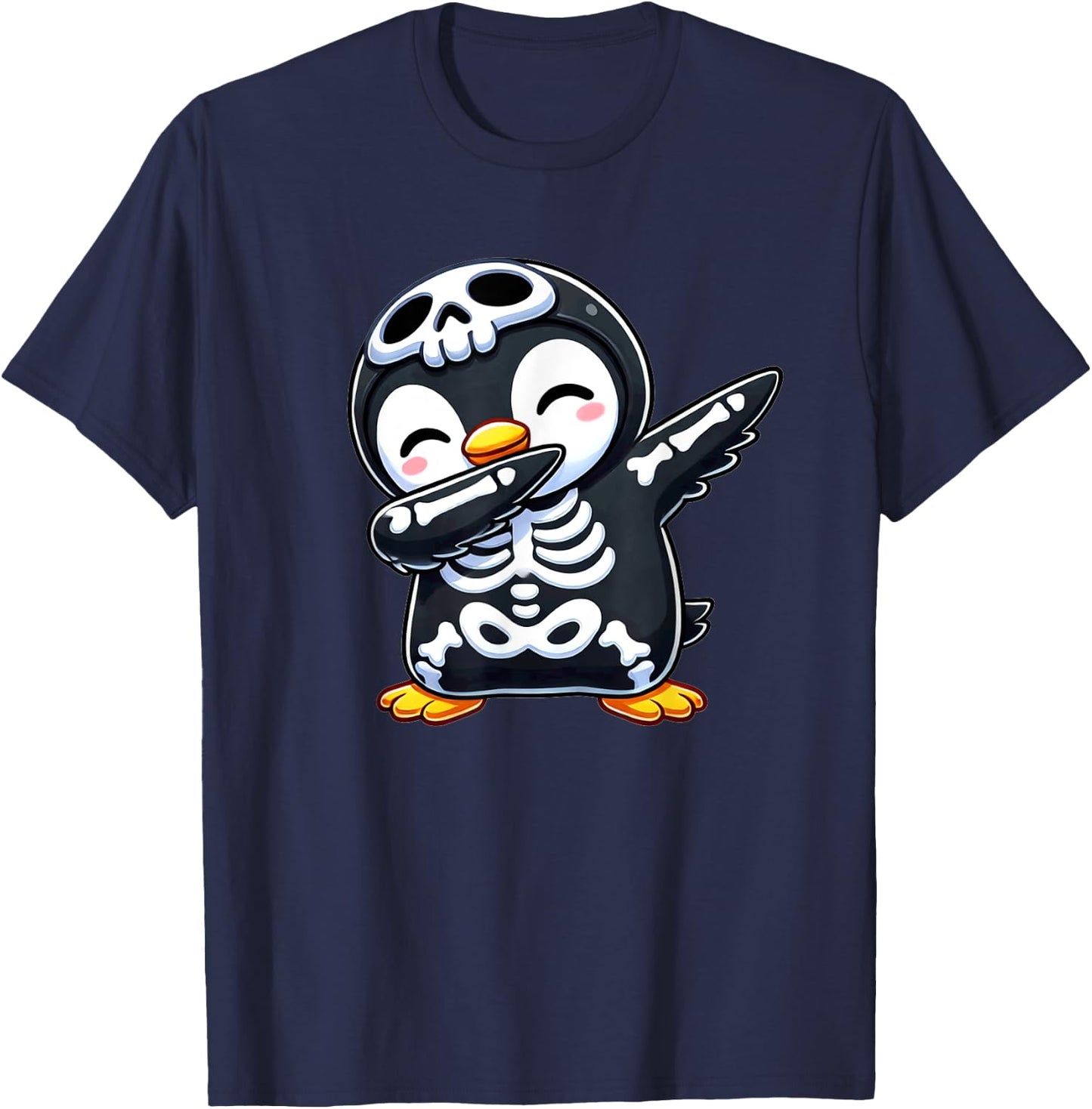 Penguin Halloween Skeleton Kids Women Men Penguin T-Shirt - T-Shirt | Navy