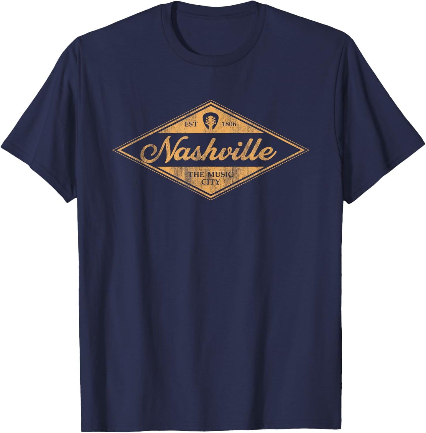 Retro Nashville Tennessee Music City Vintage Guitar Souvenir T-Shirt - T-Shirt | Navy