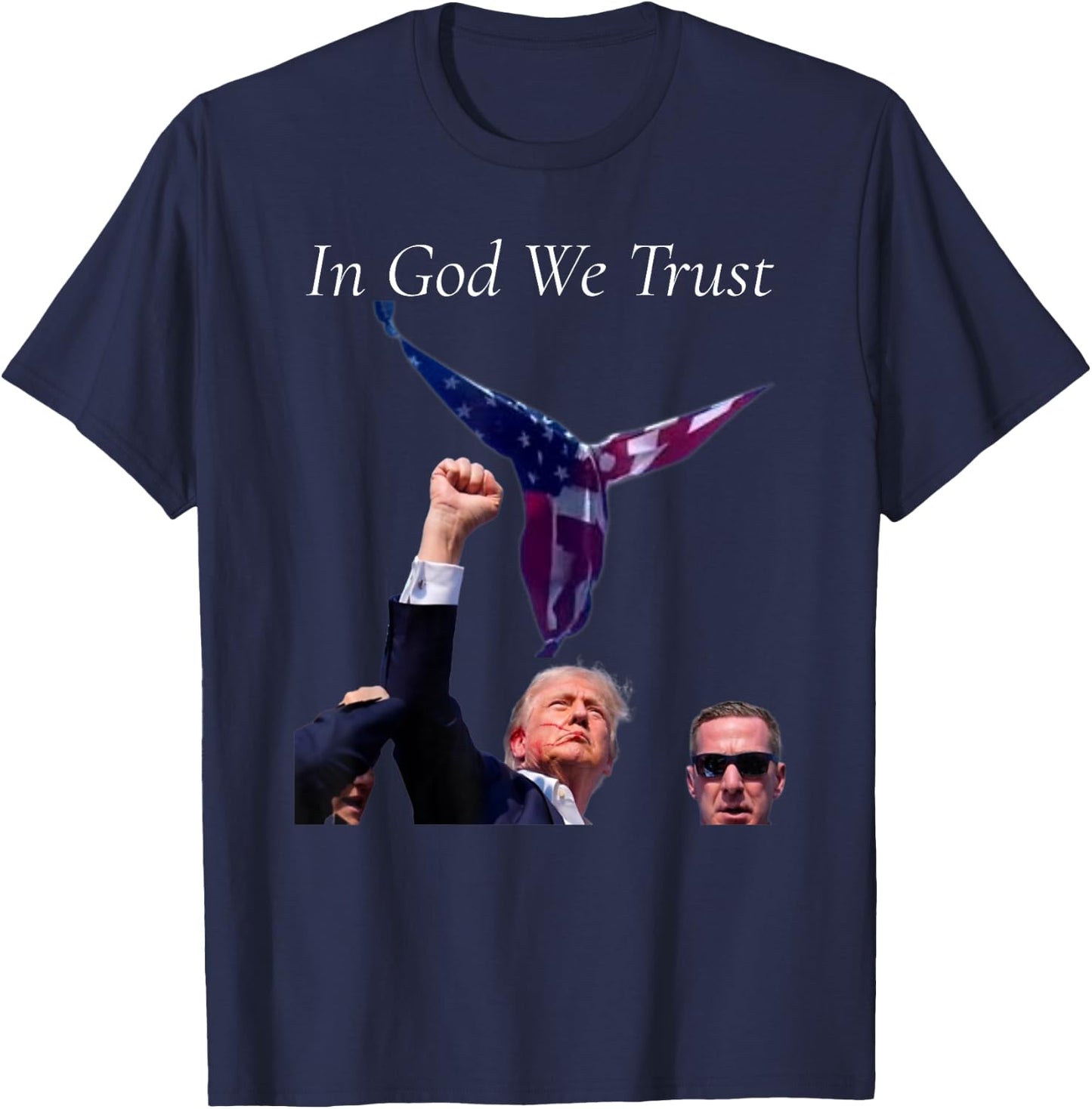 Trump Angel Flag "In God We Trust" T-Shirt - T-Shirt | Navy