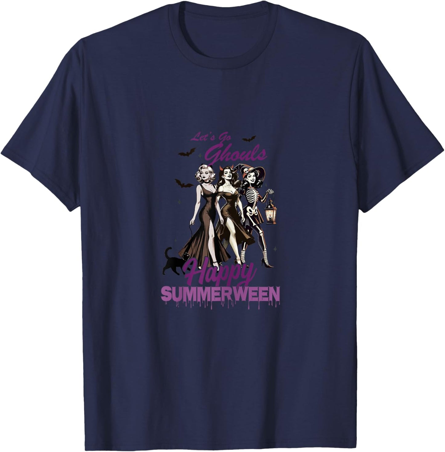 Happy Summerween Ghoul Girl Squad T-Shirt - T-Shirt | Navy
