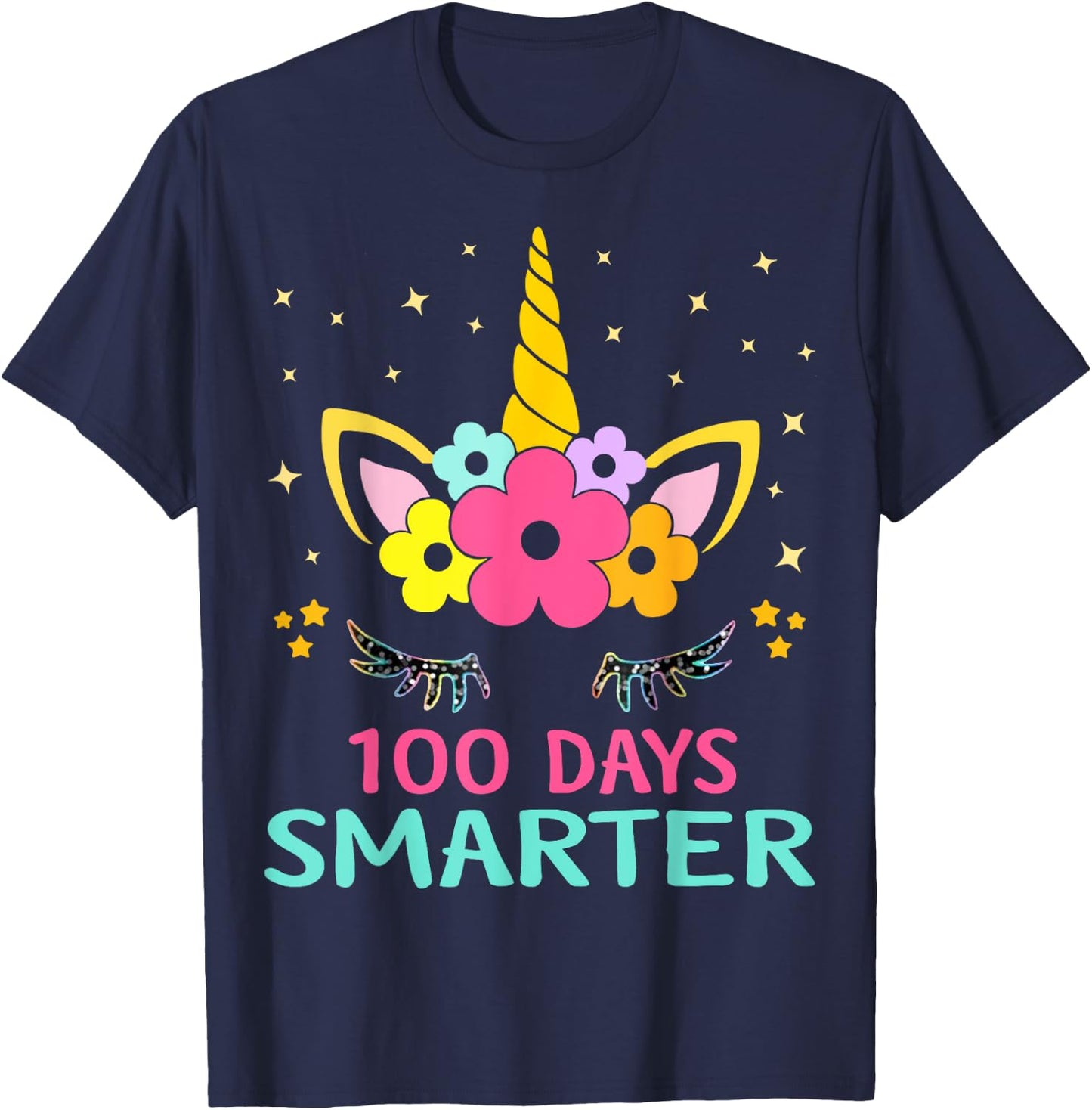 100 Days of School Unicorn Girls Teacher 100th Day of School T-Shirt - T-Shirt | Navy