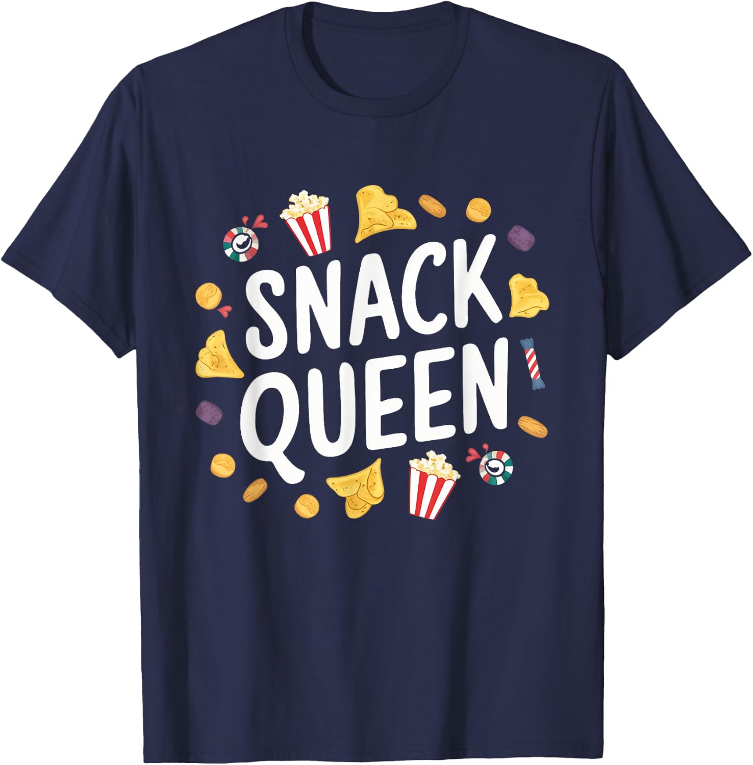 Snack Queen Baking Cooking Eating Food Lover Women Girls T-Shirt - T-Shirt | Navy