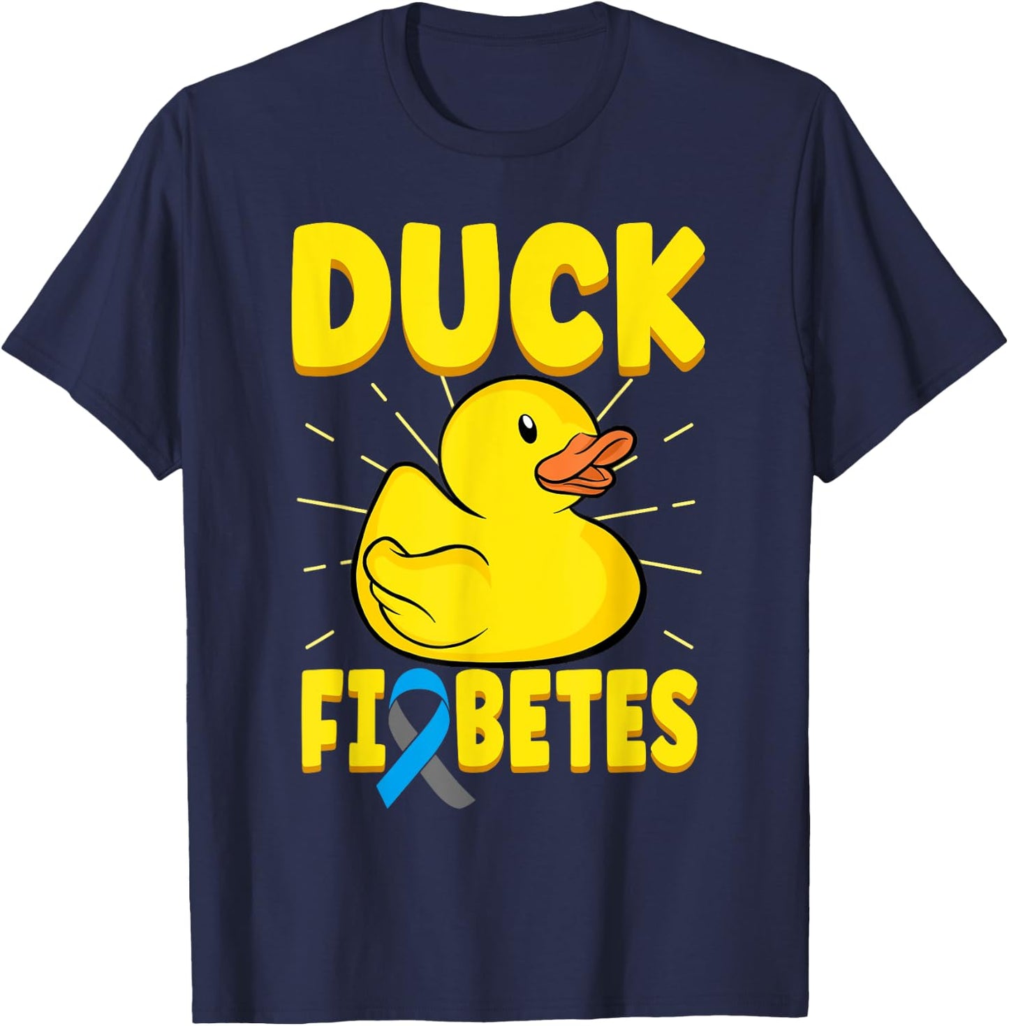 Duck Fiabetes Funny Yellow Duck Diabetic Diabetes Awareness T-Shirt - T-Shirt | Navy