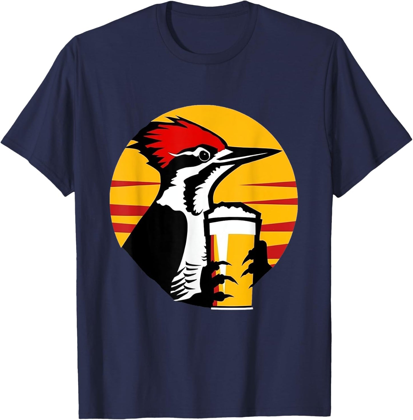 Schluckspecht an Herrentag - Specht an Vatertag trinkt Bier T-Shirt - T-Shirt | Navy
