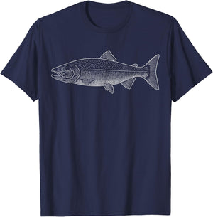 Salmon Illustration T-Shirt - T-Shirt | Navy