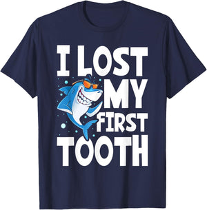 Kids Funny Tooth Fairy - Cute Shark I Lost My First To T-Shirt - T-Shirt | Navy