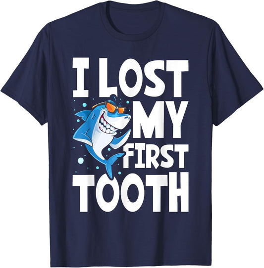Kids Funny Tooth Fairy - Cute Shark I Lost My First To T-Shirt - T-Shirt | Navy