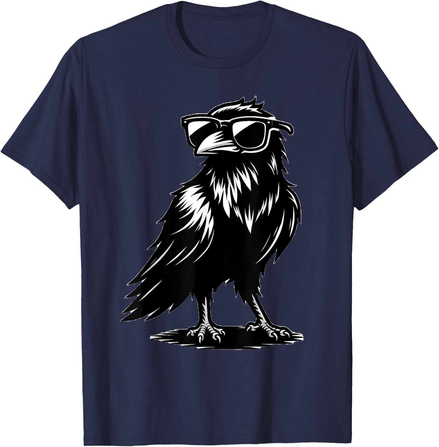 Crow Raven Bird Wearing Sunglasses T-Shirt - T-Shirt | Navy