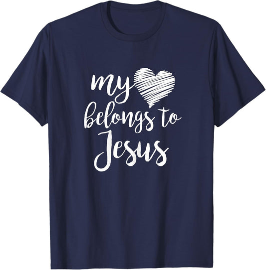 My Heart Belongs to Jesus for Teen Girls Women Christian T-Shirt - T-Shirt | Navy