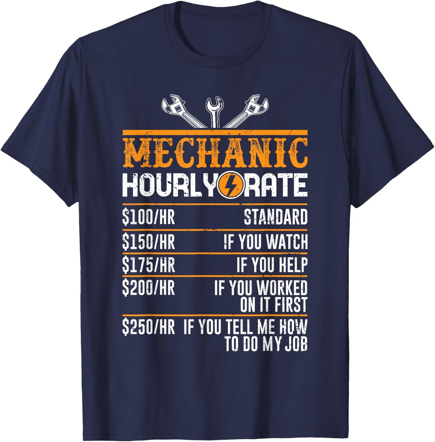 Best Mechanic Gifts Hourly Rate Mechanics Men's Funny Mechanic Black Small T-Shirt - T-Shirt | Navy