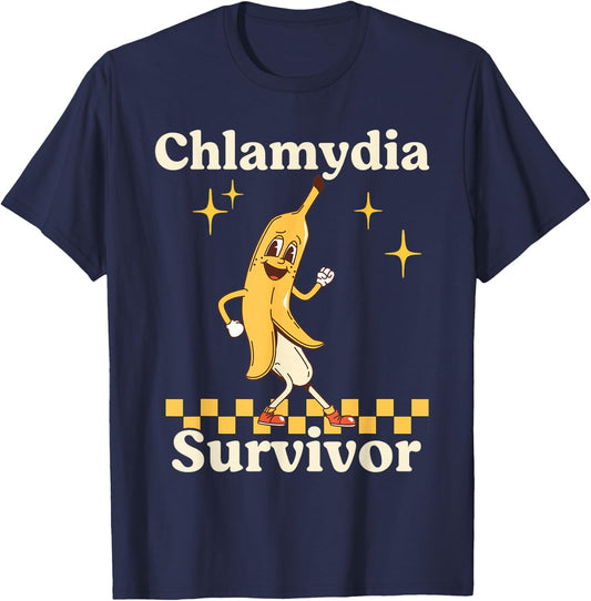 Funny Banana Chlamydia Survivor T-Shirt - T-Shirt | Navy