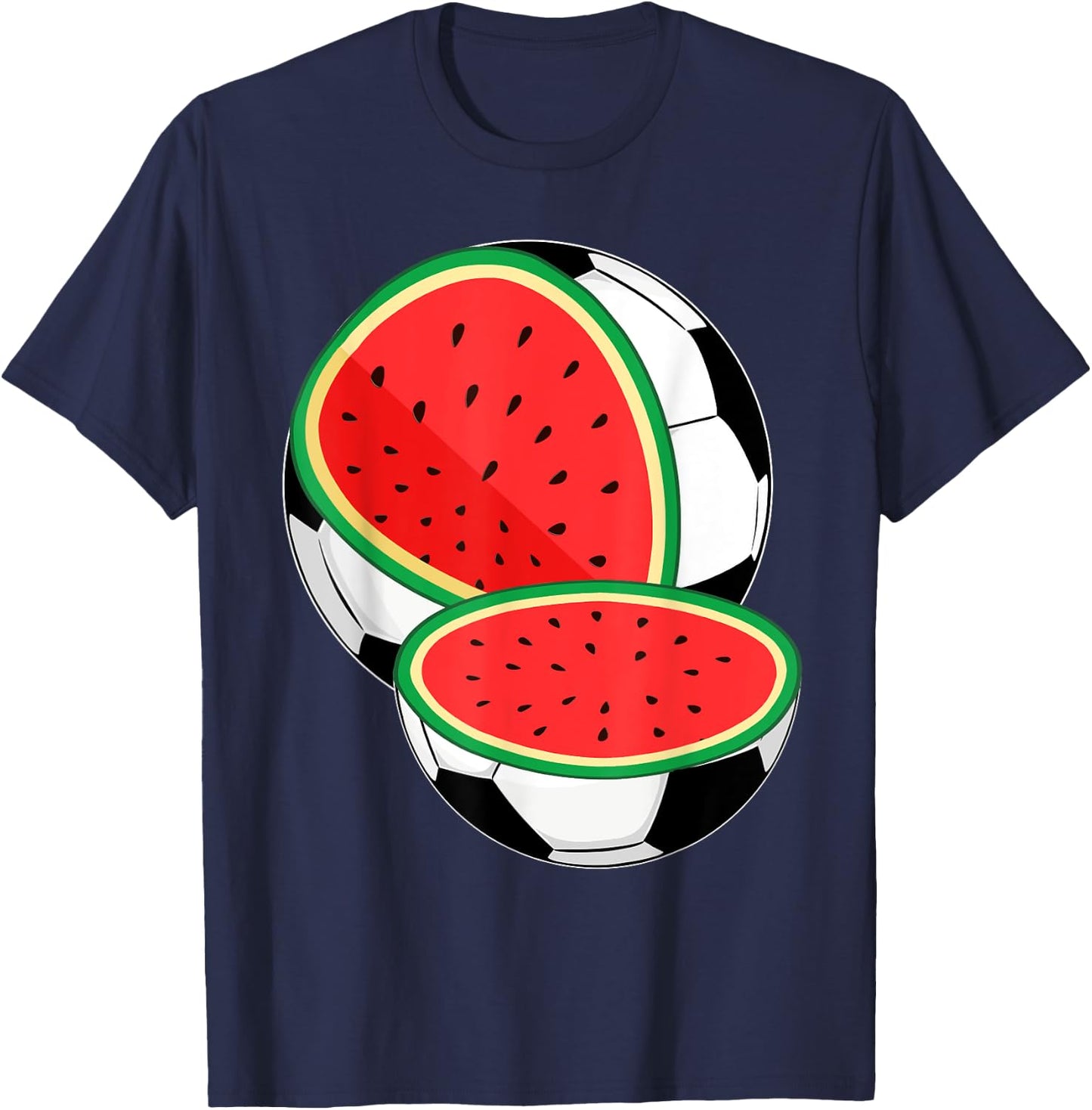 Funny Watermelon Soccer Ball Tropical Melon Summer Vibes Men T-Shirt - T-Shirt | Navy